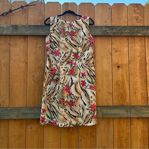 Dress barn animal print floral y2k dress size 10 fall summer cheetah leopard - Picture 2 of 6